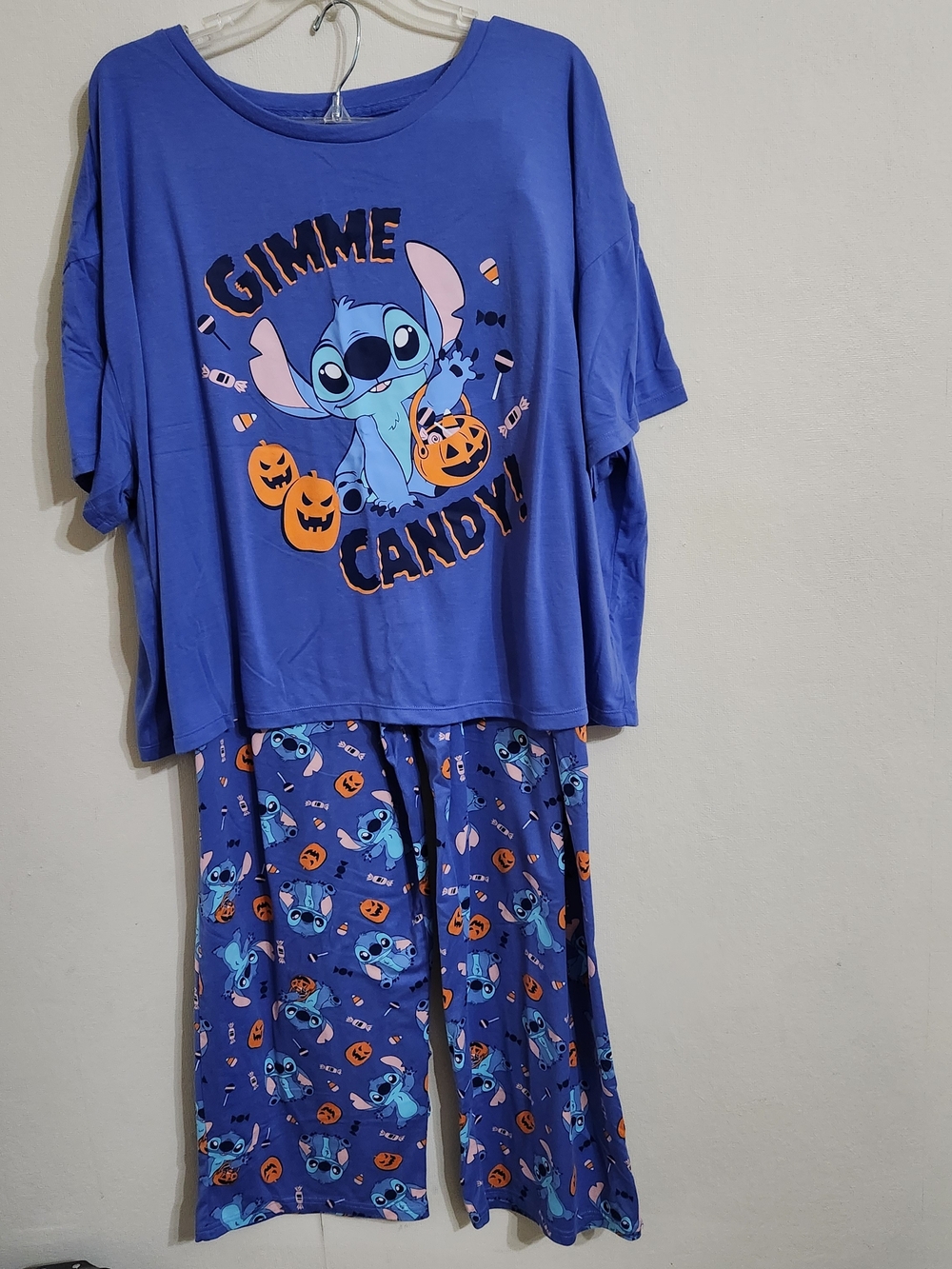Women's Blue Stitch 'Gimme Candy' Halloween Pajama Set